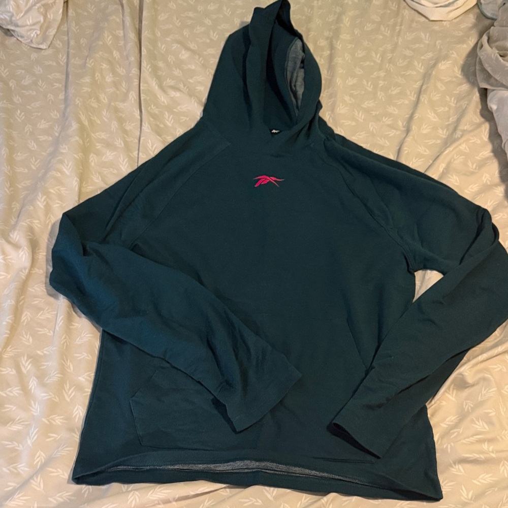 Men’s Reebok Teal Hoodie with Pink Logo - Small